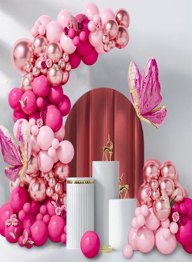 Netnology Pink Butterfly Balloon Arch Garland Kit 112pcs Pastel Pink Rose Gold Balloons with 2pcs Butterfly Foil Balloons for Birthday Party Decorations Baby Shower Decorations for Girls - Image 5